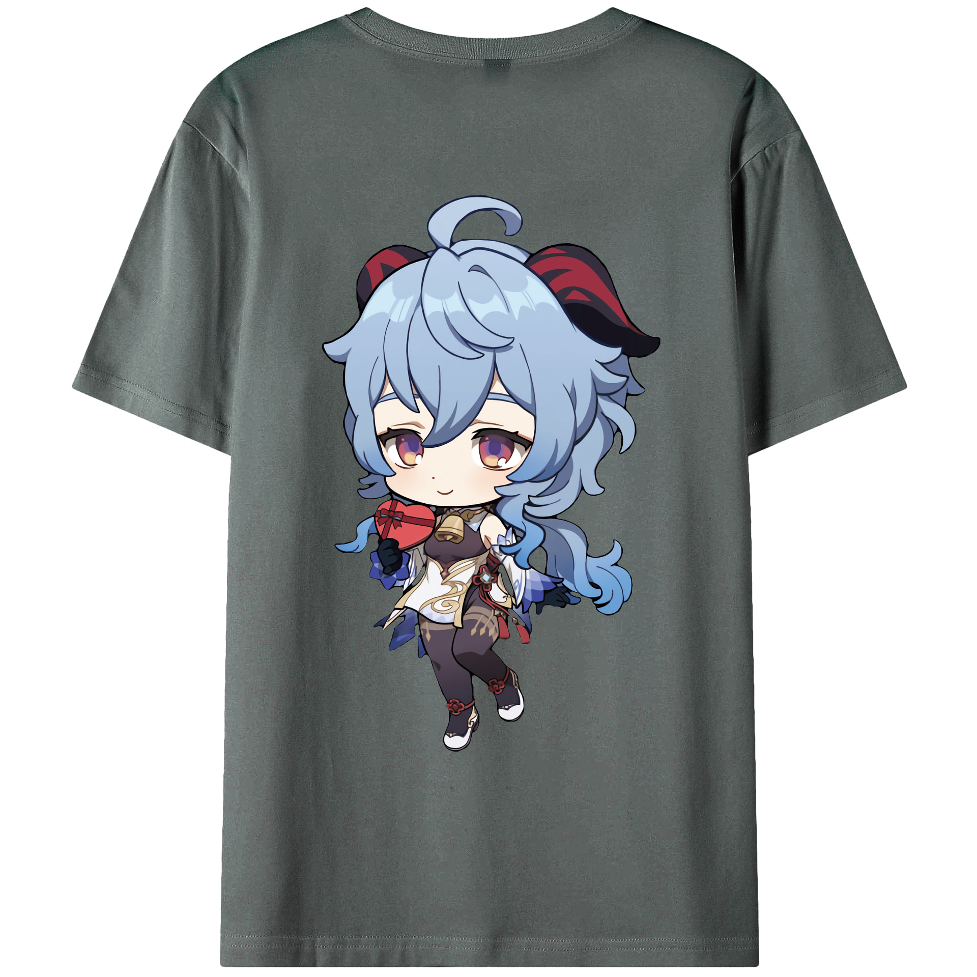 げんし神 甘雨 かんう genshin Ganyu 綿100％ メンズ半袖Tシャツ（バックプリント） 通気性